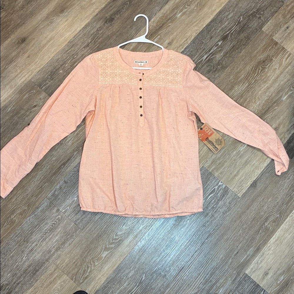 Lucky Brand Peach Lace Button-Up Blouse - Picture 4 of 11